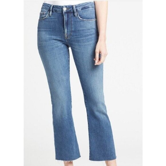 New Frame Le Crop Mini Boot Jeans Womens 24 Bootcut Tide Pool Grind - Picture 1 of 9